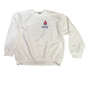 Sherwin Williams Paint XL Crewneck Fleece Sweatshirt White Dual Sided Painter XL